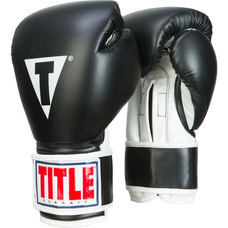 Title Boxing Classic Hook and Loop Training Boxing Gloves - Regular -  Black/Red